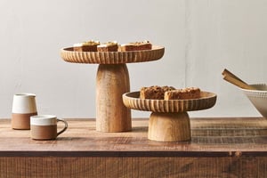 nkuku Gavivi Mango Wood Stand | Serveware | Large | Natural