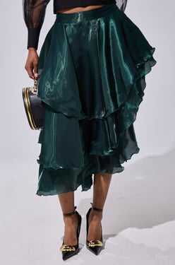 AKIRA Luxe Life Satin Midi Skirt | Size 1X