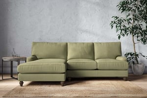 nkuku Marri Large Left Hand Chaise Sofa | Make To Order | Brera Linen Sage | No Colour