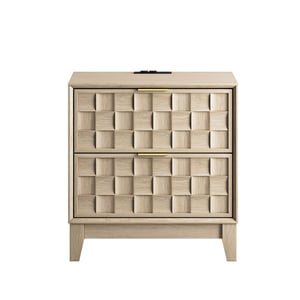 COLAMY Nightstand with Charging Station - Oak