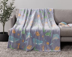 QE Home Glow in the Dark Throw in Sea World, Contemporary, Purple