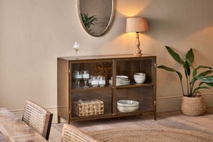 nkuku Ranchi Iron Sideboard | Storage Furniture | One Size | Antique Brass