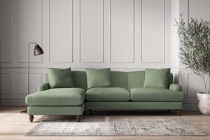 nkuku Deni Large Left Hand Chaise Sofa | Make To Order | Brera Linen Jade | No Colour