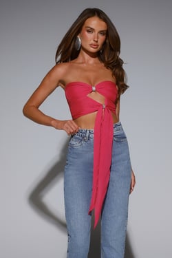 The New It Girl Strapless Crop Top Pink