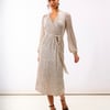 Cream Sequin Wrap Midi Dress - 16