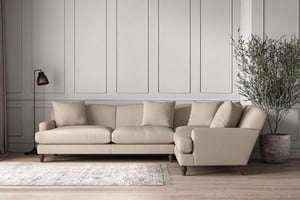 nkuku Deni Right Hand Corner Sofa | Make To Order | Grand | Recycled Cotton Stone