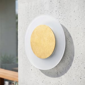 Nuclei IP54 wall light in aged brass