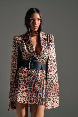 AKIRA Aminah Leopard Print Blazer Dress | Size 2X