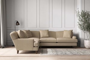 nkuku Deni Left Hand Corner Sofa | Make To Order | Super Grand | Brera Linen Pebble