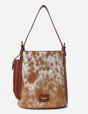 Nomad Bucket Bag - Natural Tan and White Cowhide