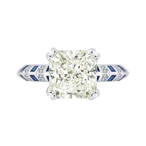 Jeulia Classic Cream Radiant Engagement Ring Two Tone Sterling Silver