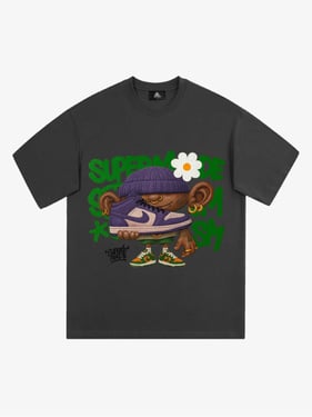 Street Cartoon Sneaker Graffiti Sneaker T-shirt - Dark Gray / XXL
