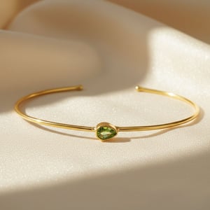 Peridot August Birthstone Gold Vermeil Plated Bangle