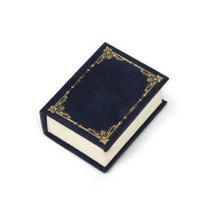 Jeulia Vintage Navy Blue Magnetic Flip-top Book Ring Box
