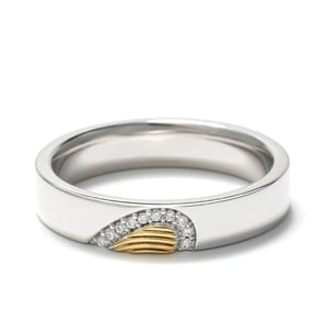 Jeulia Half Heart Fingerprint Inlay Sterling Silver Women's Band