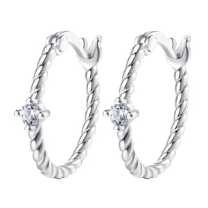Gemstone Twist Huggie Earrings Sterling Silver