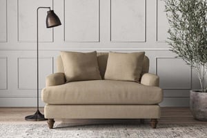nkuku Deni Love Seat | Make To Order | Brera Linen Pebble | No Colour