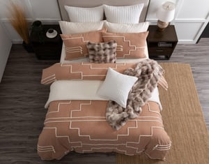 QE Home Canyonlands Duvet Cover, Cotton, Geometric, Beige, Super King