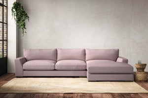 nkuku Guddu Large Right Hand Chaise Sofa | Make To Order | Recycled Cotton Lavender | No Colour