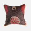 QE Home Bear Hug in Linen Look Square Cushion Cover , Scenic, Red, 18" x 18"