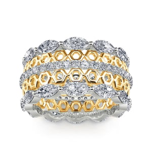 Jeulia Two Tone Vintage Honeycomb Hollow Sterling Silver Women's Band