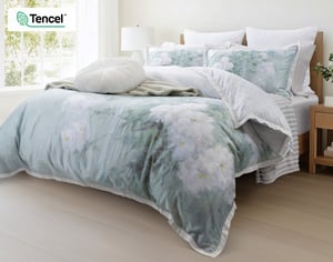 QE Home Persuasion Floral Duvet Cover, TENCEL™ Lyocell, Floral, White, King