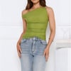 Fun In Motion Mesh Off Shoulder Top Olive