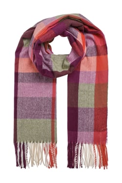 Weird Fish Badida Brushed Check Scarf Beet Size ONE