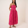 Pink Bandeau Broderie Anglaise Ariella Midi Dress