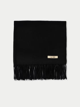 Wide Fringe Scarf - 170x68cm + 10x2cm fringes / Black / AW07-1481