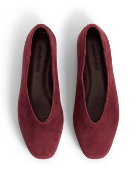 Burgundy Suede High Vamp Ballet Flats