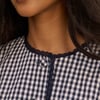 Navy Gingham Puff Sleeve Top