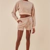 Cosmochic Oversized Cropped Sweater & Short Set - Beige