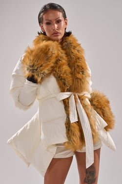 AKIRA Talk To Me Nice Fur Trim Puffer | Size XL