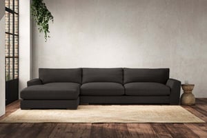 nkuku Guddu Left Hand Chaise Sofa | Make To Order | Grand | Brera Linen Espresso