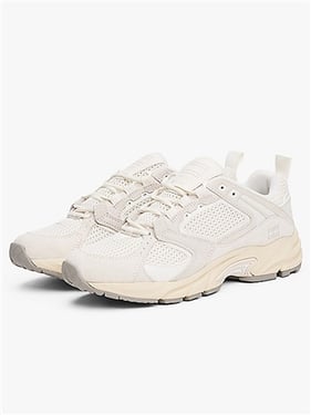 Tommy Jeans Womens Archive Suede Mesh Trainers - Ivory - 41
