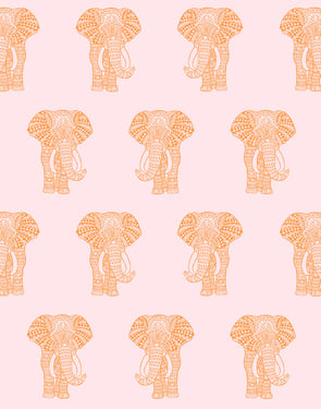 Raja The Elephant' Wallpaper by Wallshoppe - Pink - Traditional / 27 in. x 27 ft.