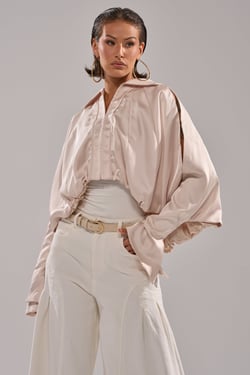 AKIRA Get With It Satin Blouse | Size 1X