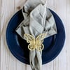 Butterfly Handwoven Iraca Napkin Ring - Solid Color (one solid color) / Blush Pink