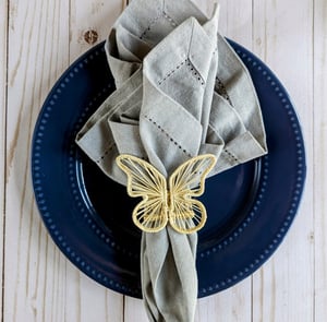 Butterfly Handwoven Iraca Napkin Ring - Solid Color (one solid color) / Tan