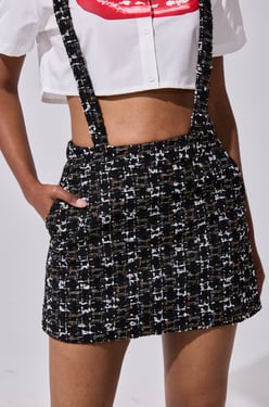 AKIRA Girly Pop Tweed Overall Skirt | Black | Size XL