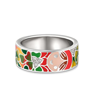 Dreamy Garden "Make a Smile" Enamel Sterling Silver Women's Band