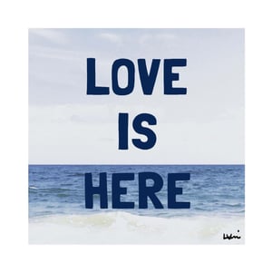 Love Is Here Beach Square Art Print Navy
