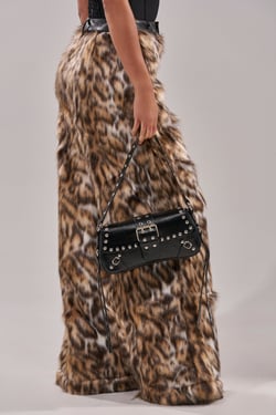 AKIRA Catch Me If You Can Leopard Fur Trouser Pants | Black | Size 1X