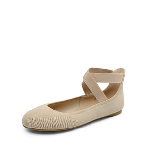 DREAM PAIRS Crossover Ankle Strap Knit Ballet Flats
