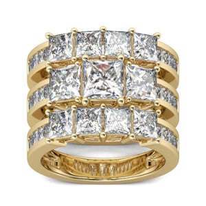 Jeulia Gold Tone Princess Cut Sterling Silver Ring Set