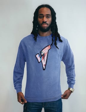 ST Aladdin Sane Long Sleeve Logo Tee in Blue