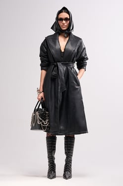 AKIRA Puff Puff Pass Trench Coat | Black | Size 1X