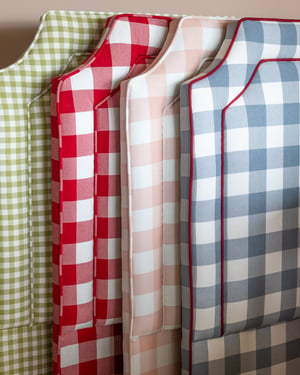Children's Gingham Single Headboard - Pink