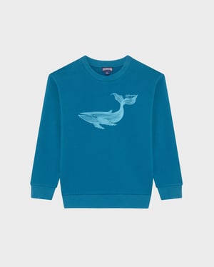 Vilebrequin - Kids Crewneck Cotton Sweatshirt Placed Whale - Sweater - Garibou - Blue - Size 14